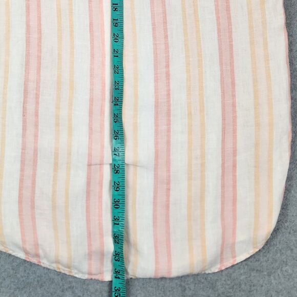 ANTIBES BLANC Linen Tunic Length Top Women Sz Medium Roll Tab Sleeves TINY FLAW - Picture 10 of 11